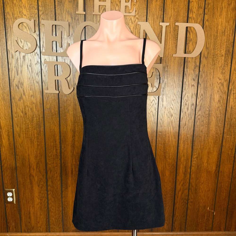 Black y2k Little Black Dress Byer Too Womens 9 Faux Suede Grunge Indie Sleaze